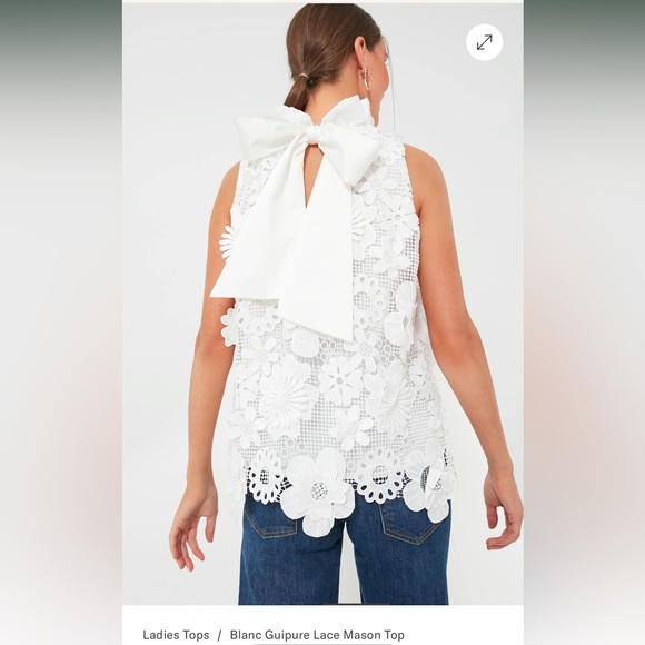 NWT Tuckernuck white Guipure Lace Mason Top - Picture 3 of 7